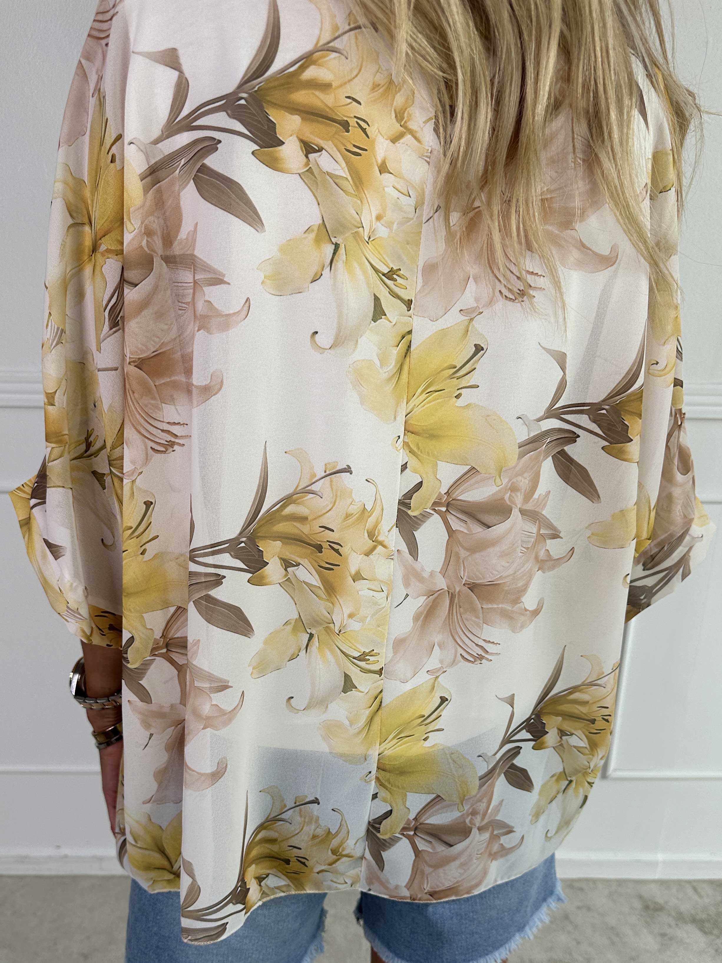 Minna - Blomstret tunika i chiffon med viscose top